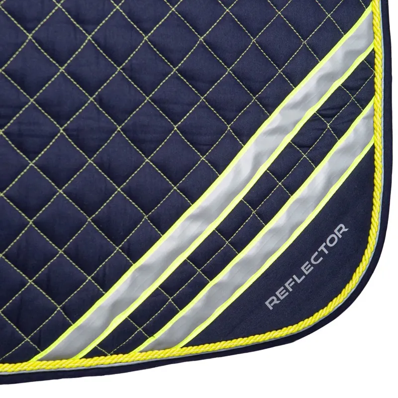 Hy Equestrian Reflector Saddlecloth - Yellow/Silver-2