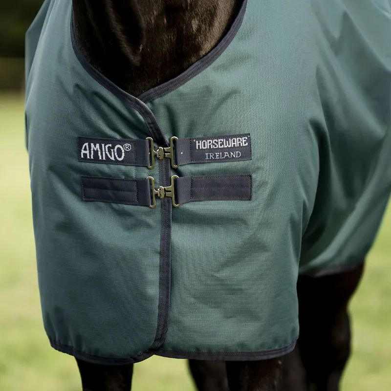 Amigo Ripstop 900D Standard Neck 0g Turnout Rug - Dynasty Green/Navy-2