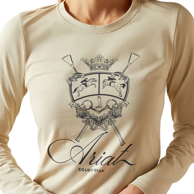 Ariat Ritzy Logo Long Sleeve Womens Tee - Pelican-2