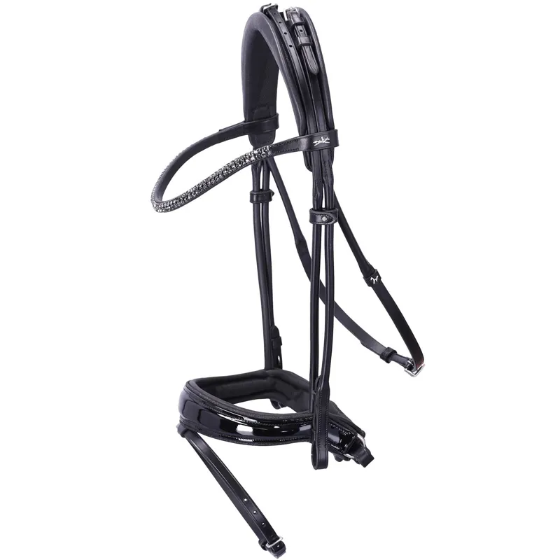 Schockemohle Isabell Werth Satchmo Rolled Flash Bridle - Black/Patent