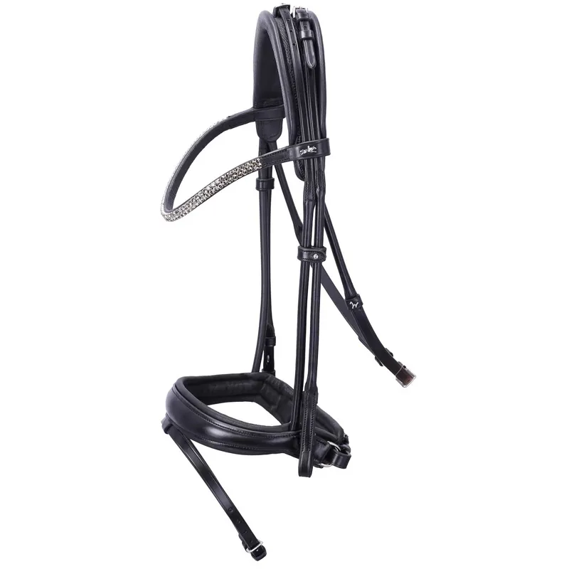 Schockemohle Isabell Werth Satchmo Rolled Flash Bridle - Black/Silver
