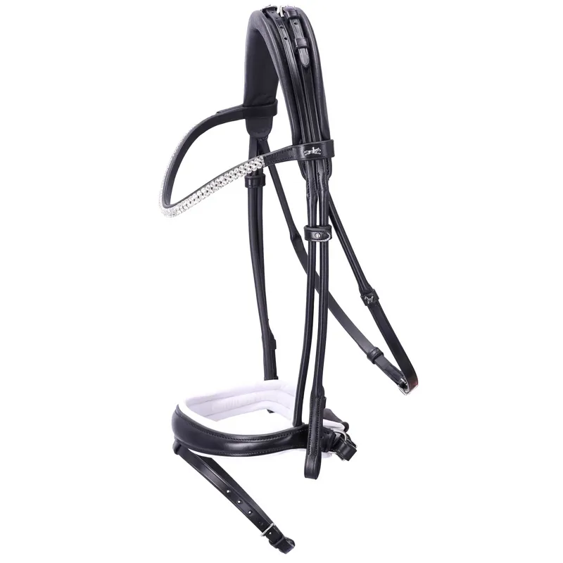 Schockemohle Isabell Werth Satchmo Rolled Flash Bridle - Black/White