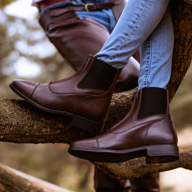 Dy'on Front Zip Short Riding Boots - Brown-6