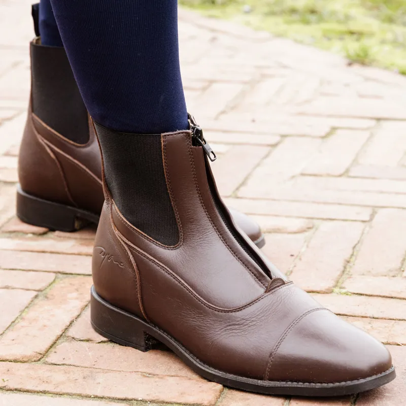 Dy'on Front Zip Short Riding Boots - Brown-8