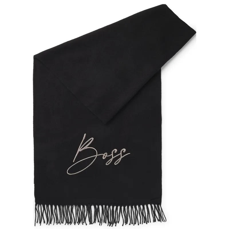BOSS Equestrian Soft Logo Scarf - Black -2