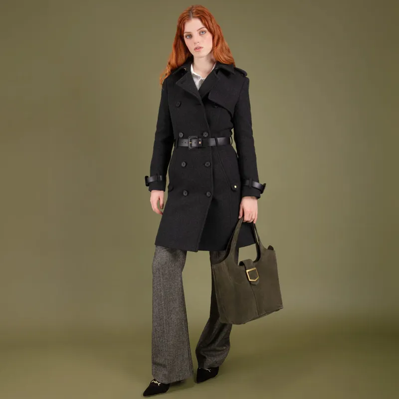Fairfax and Favor Sophia Wool Trench Coat - Charcoal-5