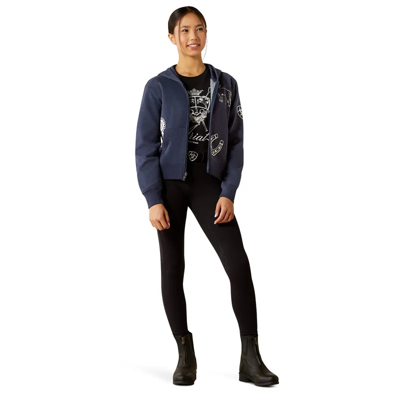Ariat Spiffy Junior Girls Full Zip Sweatshirt - Navy Heather-3
