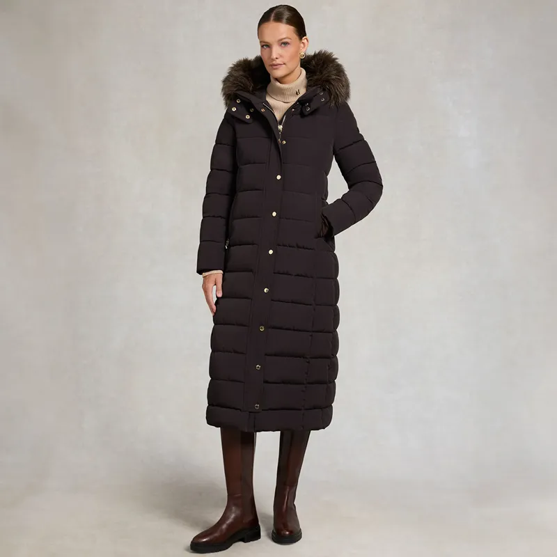 Holland Cooper Stoneleigh Womens Longline Quilted Coat - Chocolate