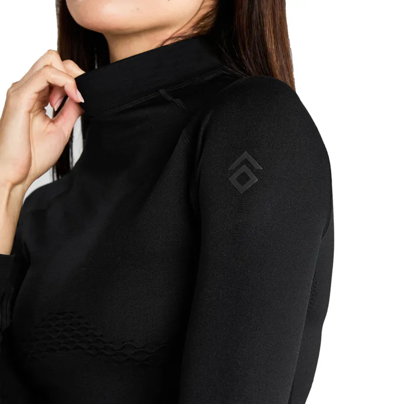 Aztec Diamond Thermal 3D Knit Womens Long Sleeve Top - Black-7