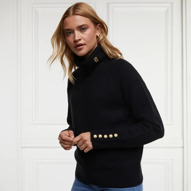 Holland Cooper Tori Roll Neck Knit Ladies Jumper - Black-2