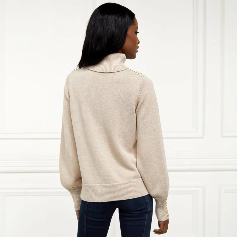 Holland Cooper Tour Roll Neck Knit Ladies Jumper - Camel-2