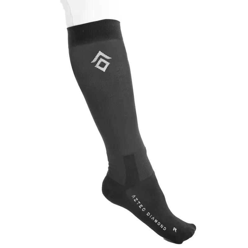 Aztec Diamond Underboot Womens Tall Riding Socks Twin Pack - Black
