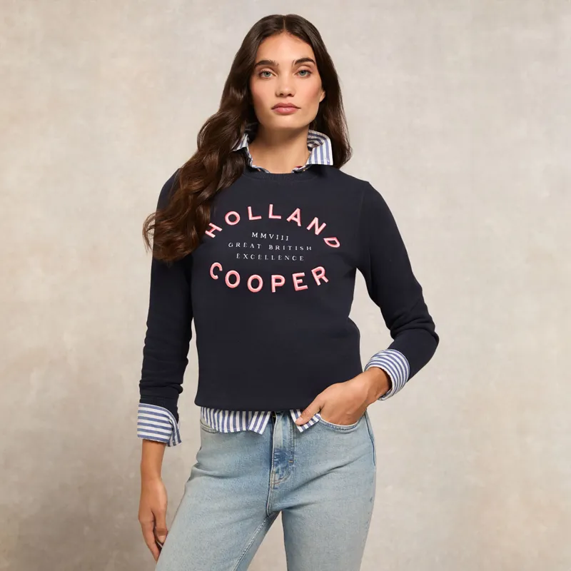 Holland Cooper Varsity Ladies Crew Pullover - Ink Navy