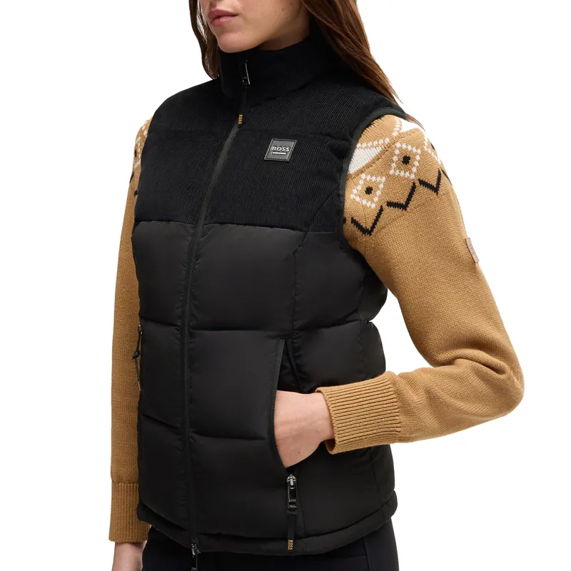 BOSS Equestrian Viola Cord Womens Puffer Vest Gilet - Black-3