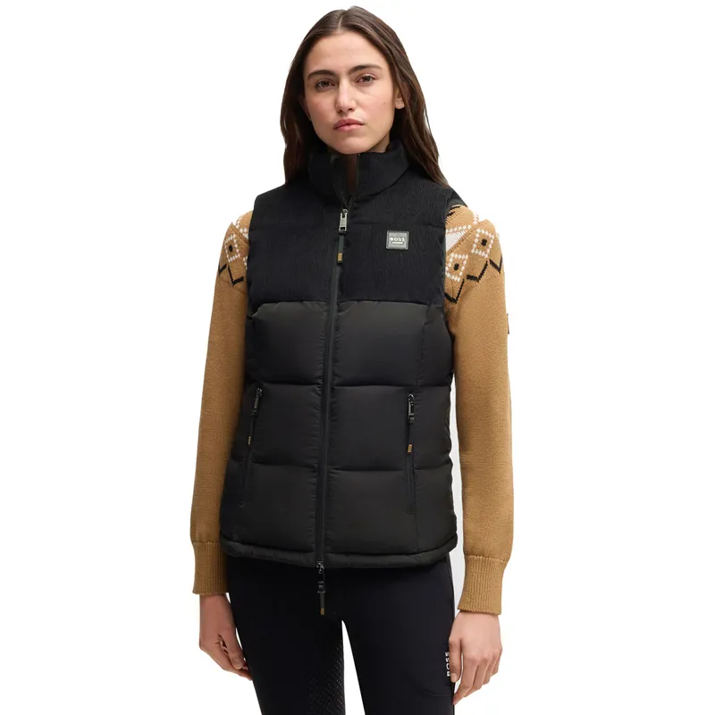 BOSS Equestrian Viola Cord Womens Puffer Vest Gilet - Black