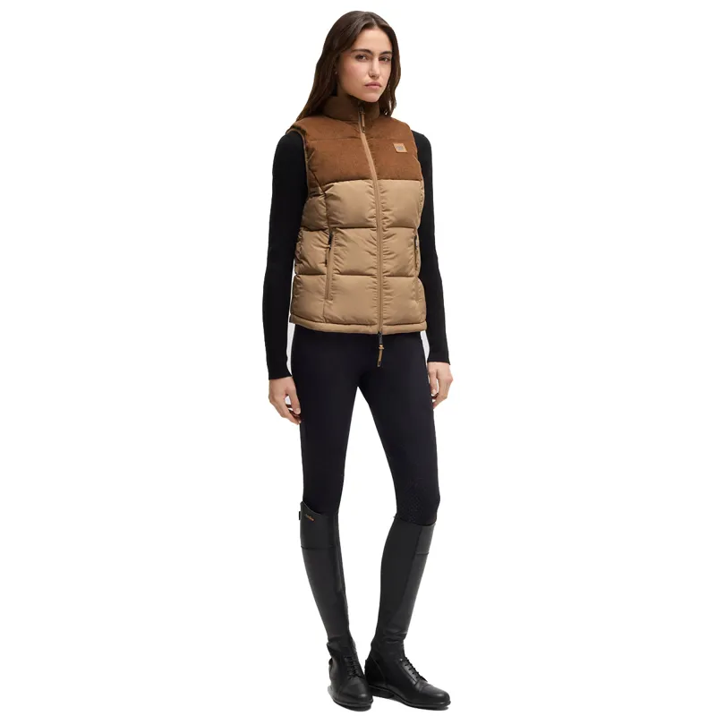 BOSS Equestrian Viola Cord Womens Puffer Vest Gilet - Camel-5