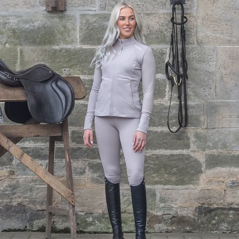 EQUIDRY Water Repellent Knee Grip Womens Riding Leggings - Sand/White-2