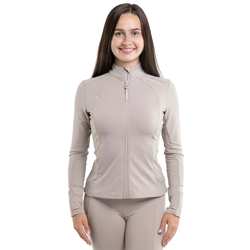 EQUIDRY Water Repellent Womens Zip Up Top - Sand/White-5
