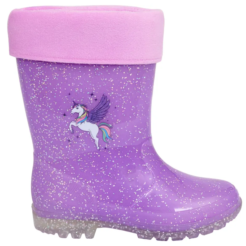 Equipage Light Glitter Junior Wellington Boots - Purple Haze-7