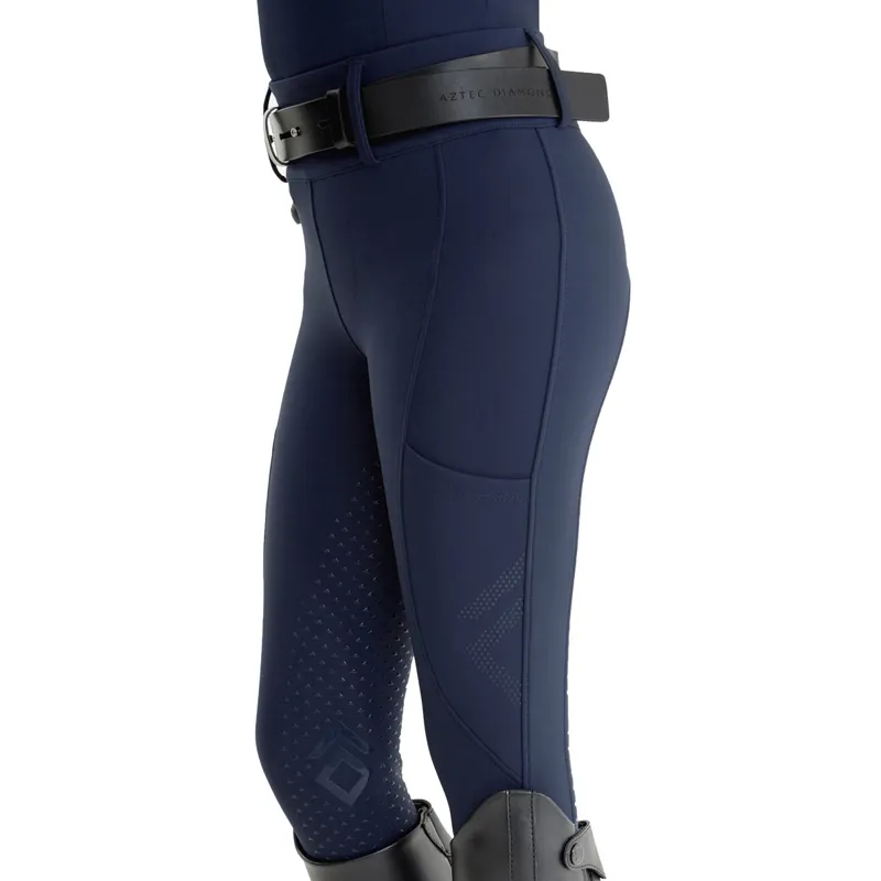Aztec Diamond Young Rider Compression Full Grip Pull On Breeches - Navy