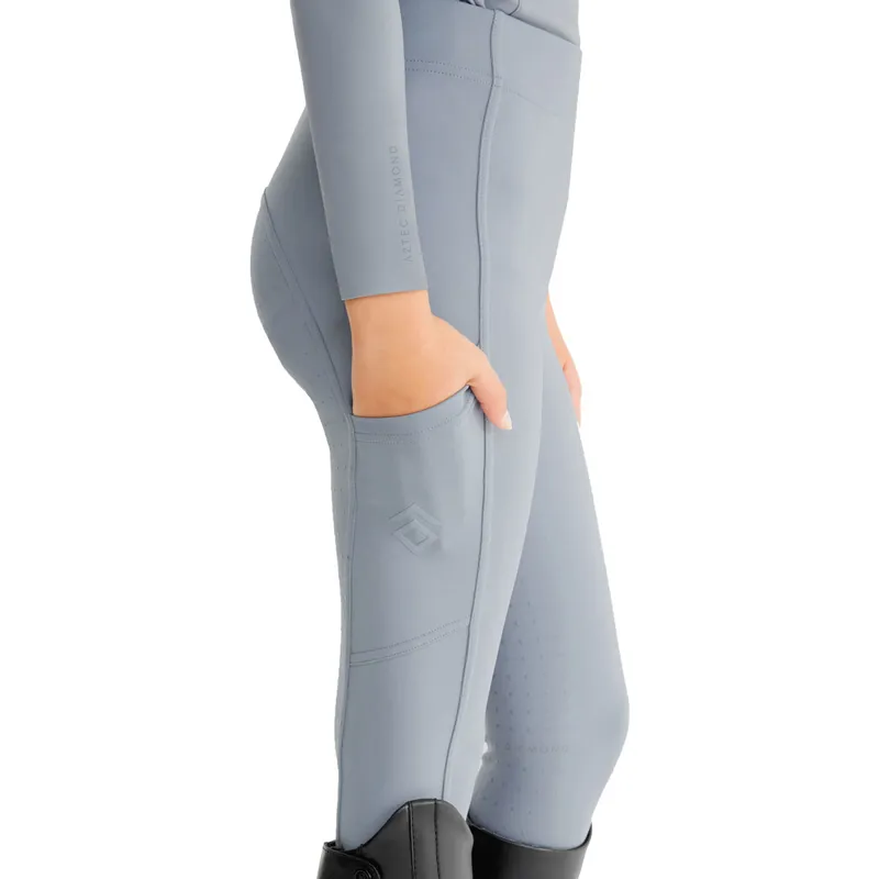Aztec Diamond Young Rider Full Grip Riding Leggings - Ash Blue-2
