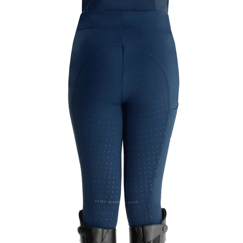 Aztec Diamond Young Rider Full Grip Riding Leggings - Navy-3