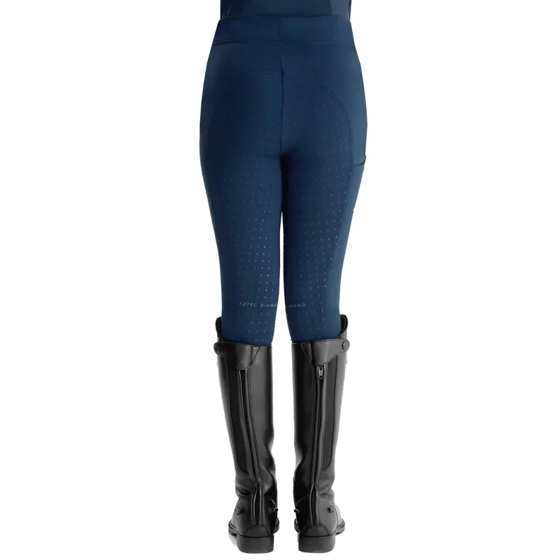 Aztec Diamond Young Rider Full Grip Riding Leggings - Navy-2