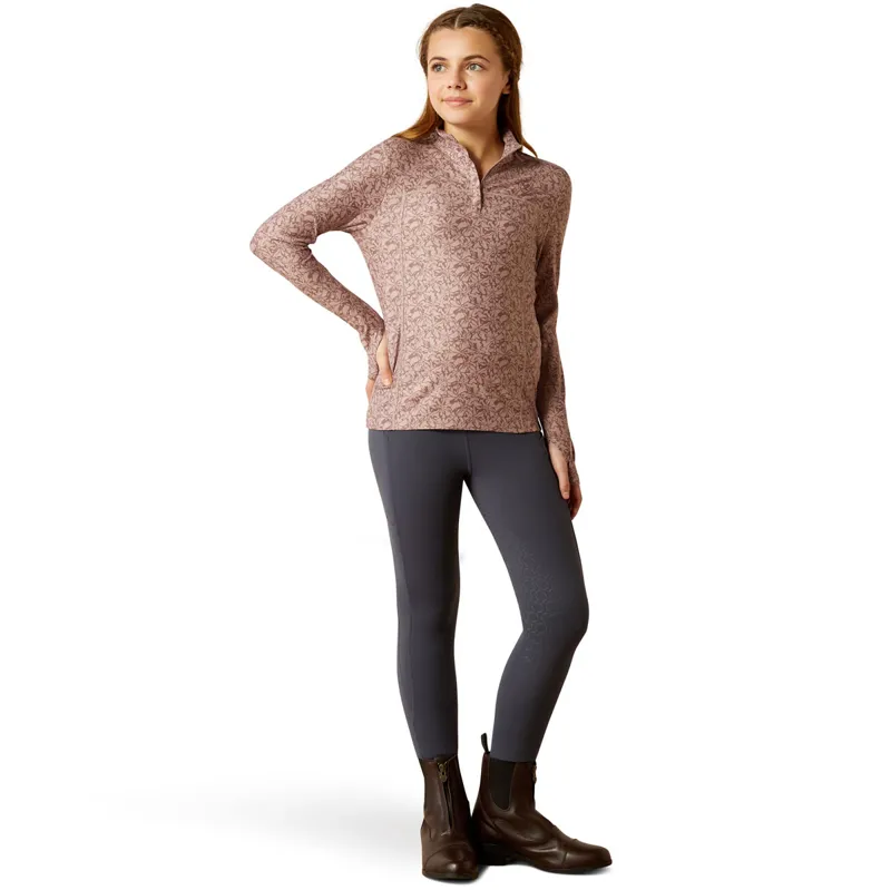 Ariat Lowell 3.0 1/4 Zip Junior Girls Base Layer - Abstract Flower-2