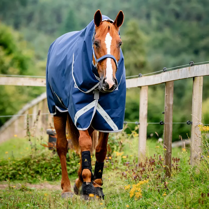 Amigo 1200D Plus 50g Detach-A-Neck Turnout Rug - Navy/Titanium Grey-1