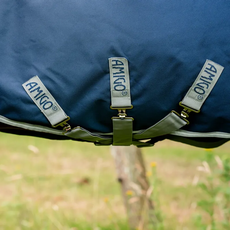 Amigo 1200D Plus 50g Detach-A-Neck Turnout Rug - Navy/Titanium Grey-3