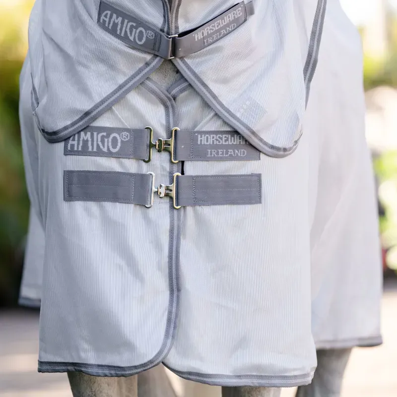 Amigo Integrated Combo Neck Fly Rug - Silver/Titanium/Grey-2