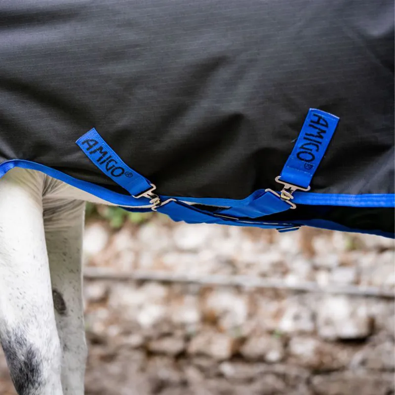 Amigo Pony Ripstop 900 Plus 50g Turnout Rug - Black/Classic Blue-2