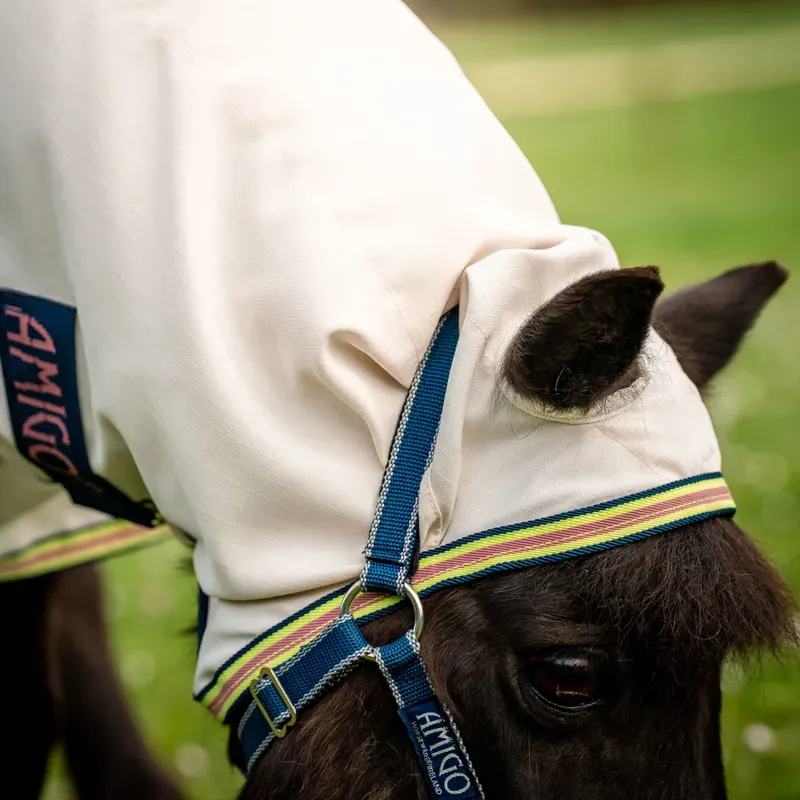Amigo Ripstop Hoody Petite Combo Neck Fly Rug - Chalk/Navy/Rose-2