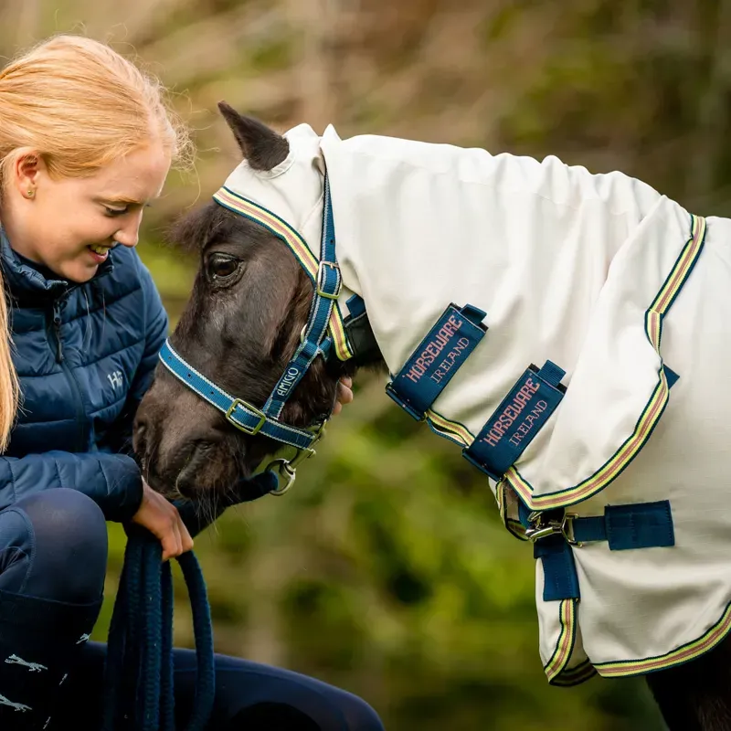 Amigo Ripstop Hoody Petite Combo Neck Fly Rug - Chalk/Navy/Rose-3