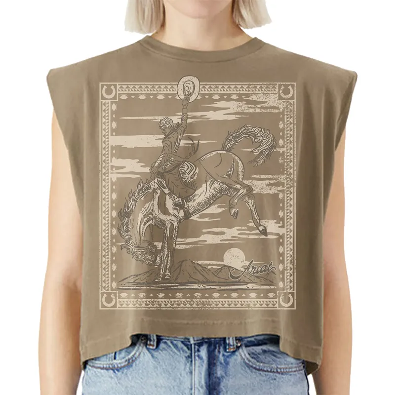 Ariat Womens Sleeveless Bandana Rider Tee - Faded Brown-3