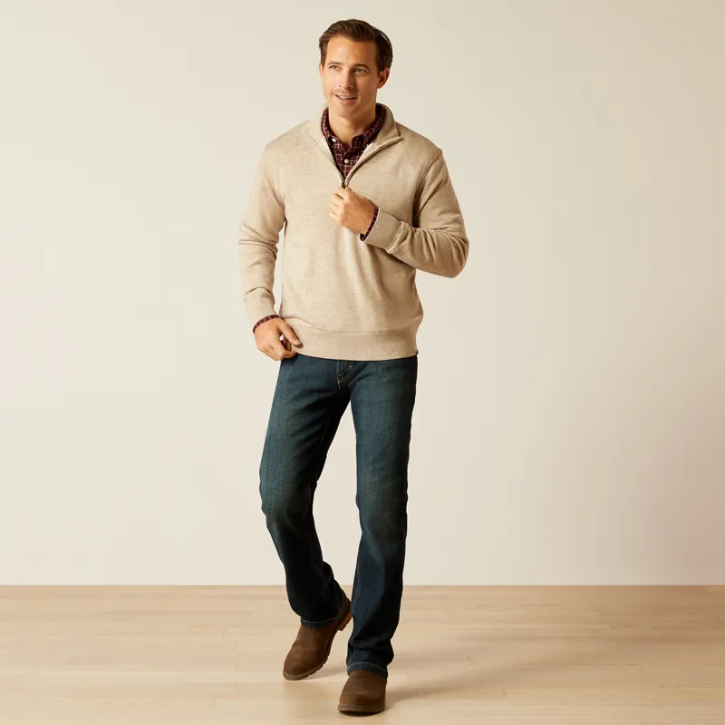 Ariat Country Bolinas 1/2 Zip Mens Sweater - Oatmeal-4