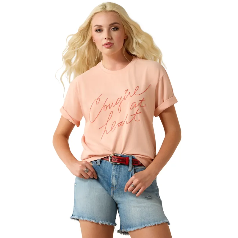 Ariat Cowgirl at Heart Womens T-Shirt - Tropical Peach-1