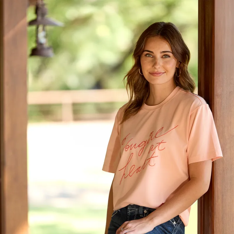 Ariat Cowgirl at Heart Womens T-Shirt - Tropical Peach-3