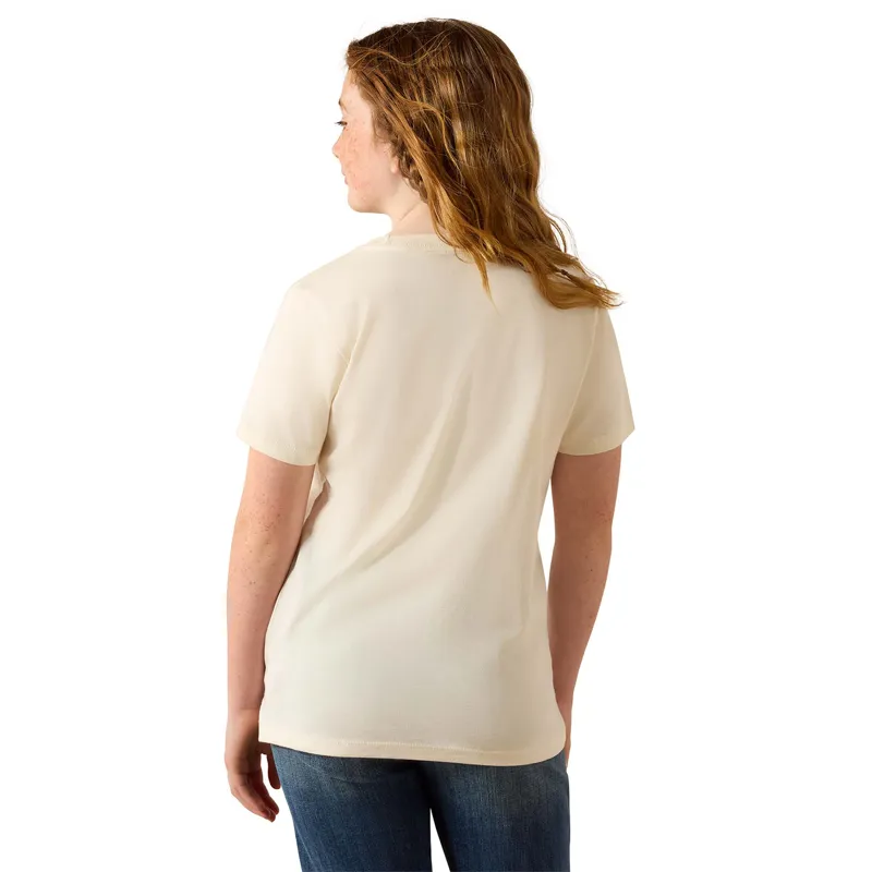 Ariat Junior Girls Western Tee  - Cow Girl Vibes/French Vanilla-1