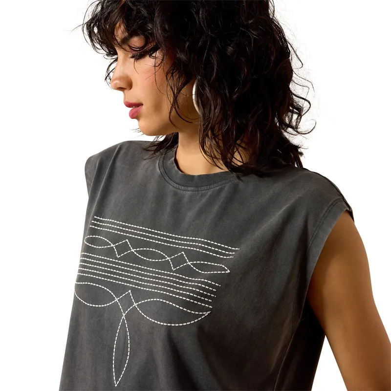 Ariat Dallas Womens Cropped T-Shirt - Charcoal Mineral Wash-2