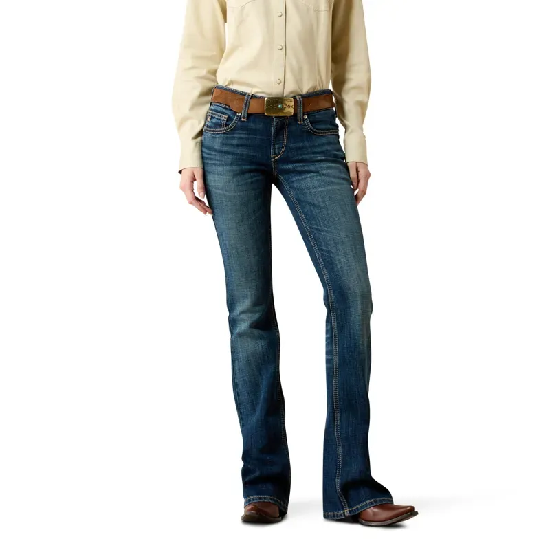 Ariat Fiona Womens Mid Rise Boot Cut Jeans - Blue