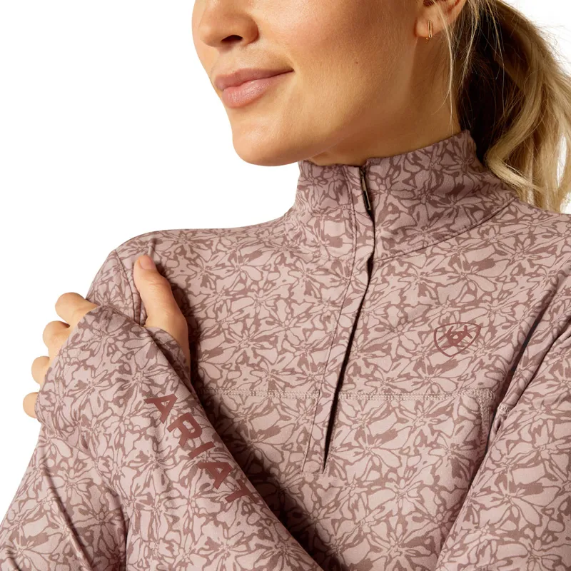 Ariat Lowell 3.0 1/4 Zip Ladies Base Layer - Abstract Floral X-Small-1