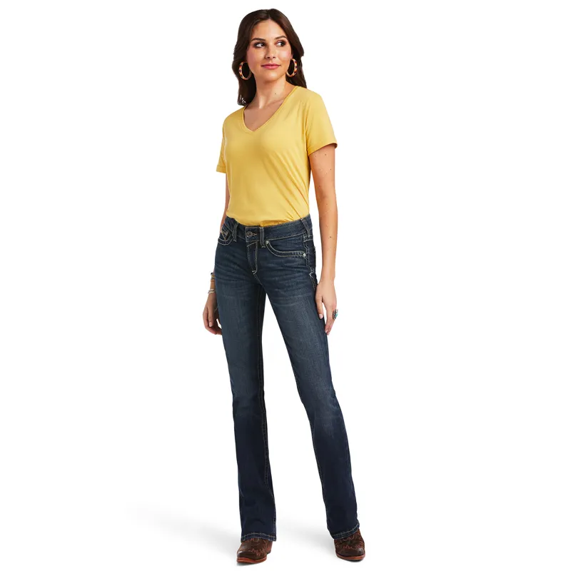 Ariat R.E.A.L. Perfect Rise Womens Lexie Boot Cut Jeans - Blue-1