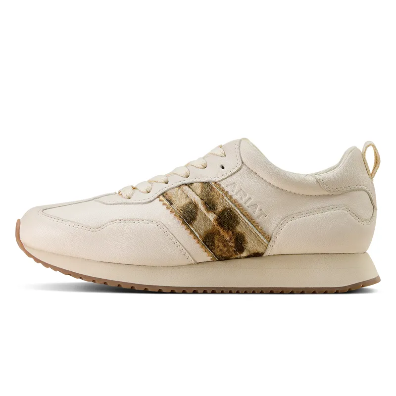 Ariat Ranch Runner Womens Trainers - Bright Cream/Leopard-3