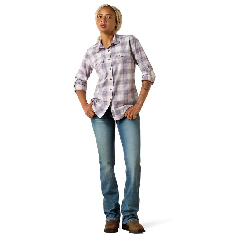 Ariat Rebar Made Tough DuraStretch Womens Work Shirt - Thistle-4