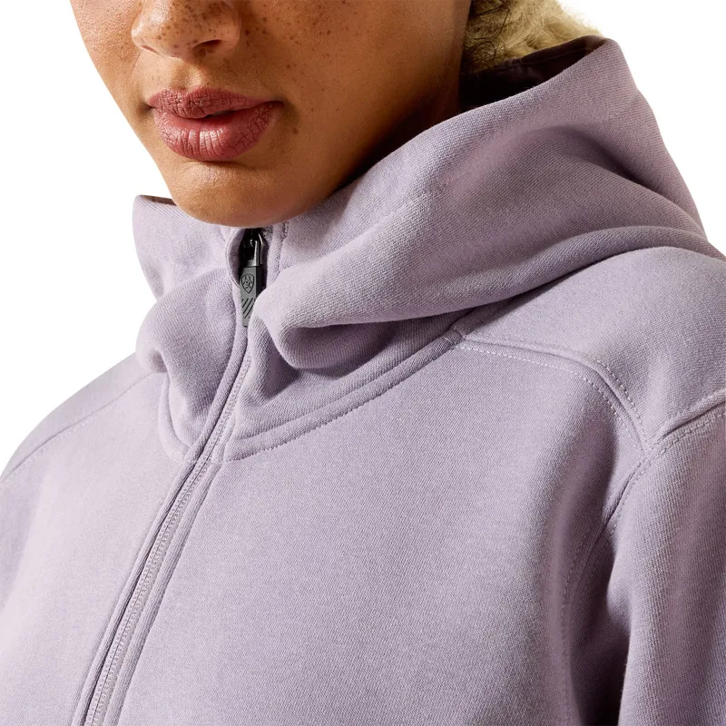 Ariat Rebar Lightweight Logo Womens Half Zip Hoodie - Purple Ash-3