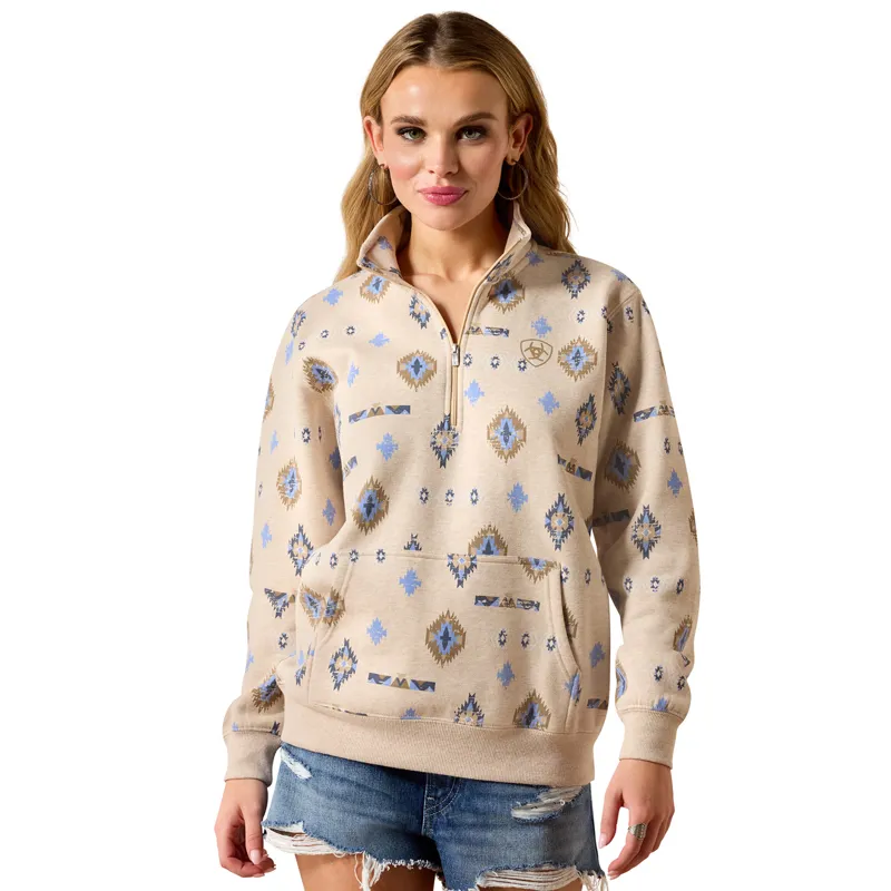 Ariat Sapphire Womens 1/2 Zip Sweatshirt - Oatmeal Heather