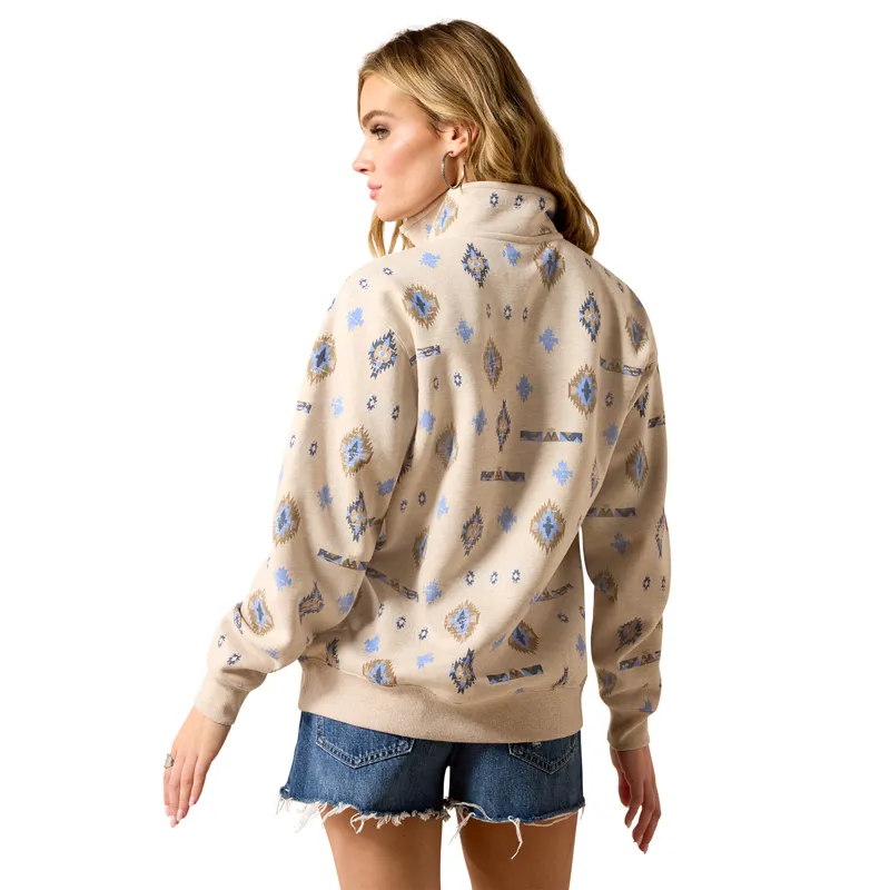 Ariat Sapphire Womens 1/2 Zip Sweatshirt - Oatmeal Heather-1