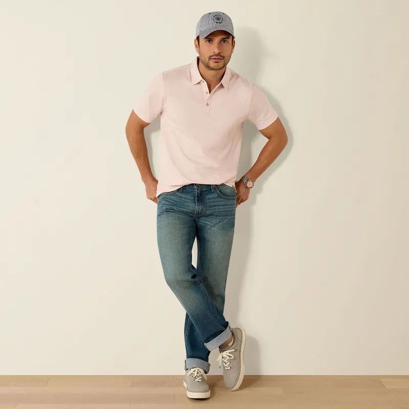 Ariat Country Shaldon Mens Polo Shirt - Icy Pink Heather-3