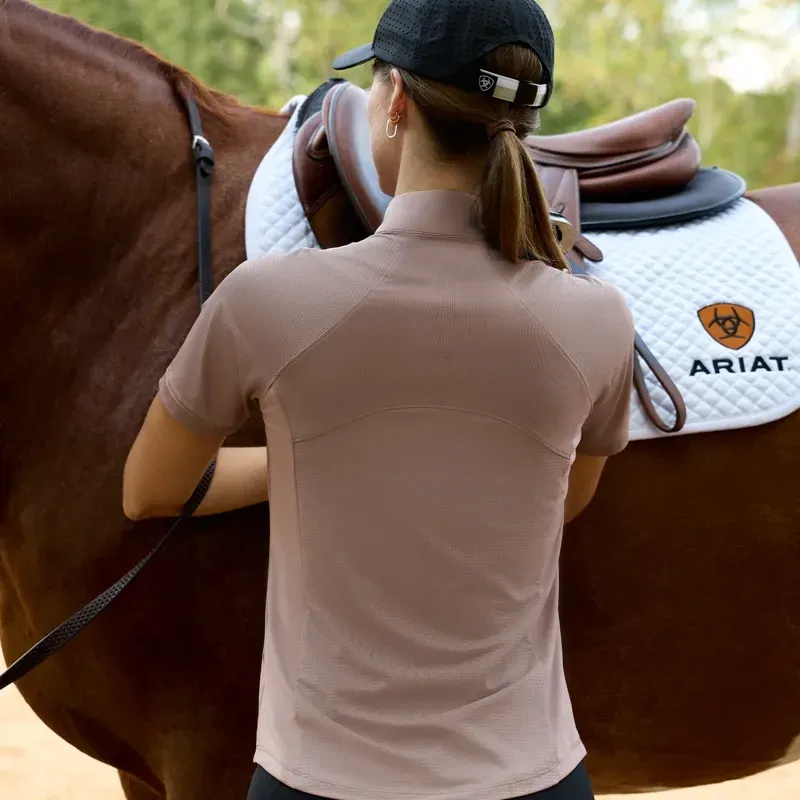 Ariat Soquel Womens Short Sleeve 1/4 Zip Base Layer - Antler-9